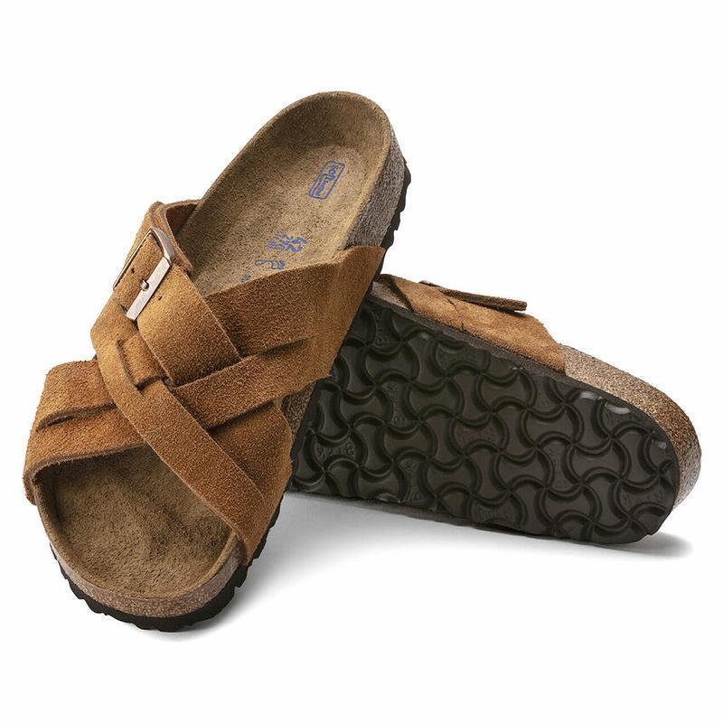 Birkenstock Lugano Soft Footbed Ruskind Sandaler Dame Brune | DK 349WNB